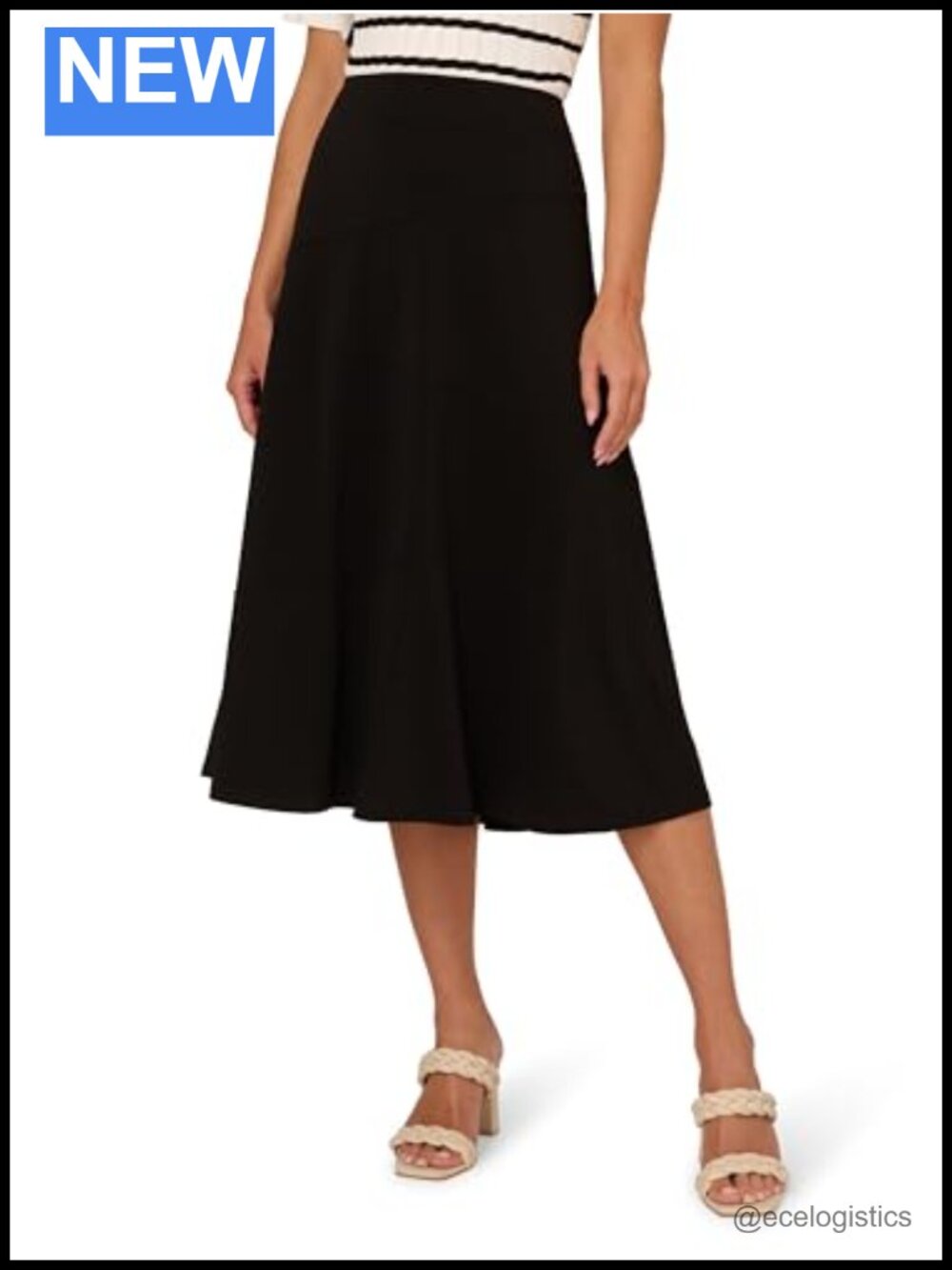 Asymmetrical Seam Midi Skirt Pull On Polyester Elastane Wear to Work